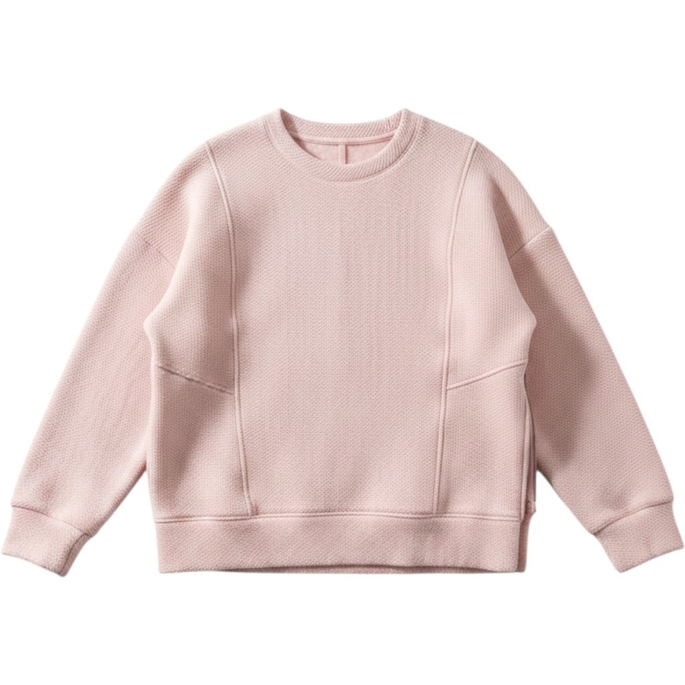 Calia Side Zipper Sweatshirt Womens Medium Pink Good Textured Waffle Knit Crew